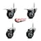 Service Caster 3 Inch Black Polyurethane Swivel 34 Inch Threaded Stem Caster Set 2 Total Lock Brakes SCC-TSTTL20S314-PPUB-BLK-34212-2-S-2 - alternate 2